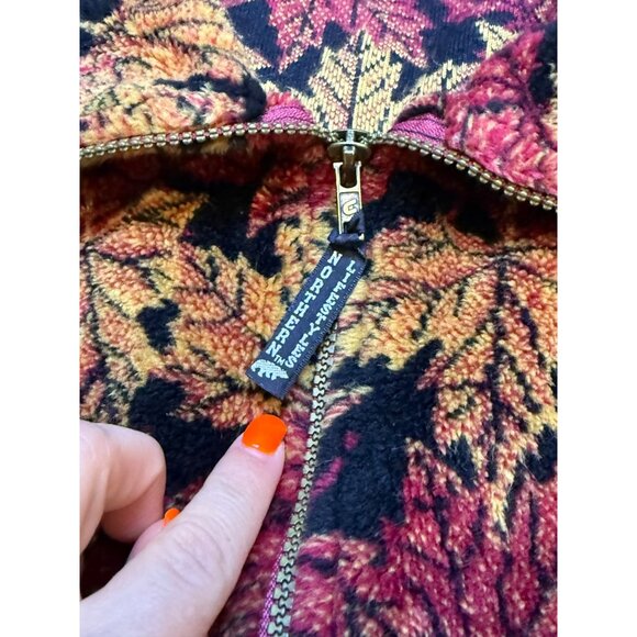 Vintage Chunky Fleece Vest Fall Leaves Print Made in Canada - Picture 7 of 7